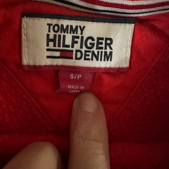 Vintage Tommy Hilfiger Denim Red/Navy Crewneck Sweatshirt- S - Picture 4 of 9